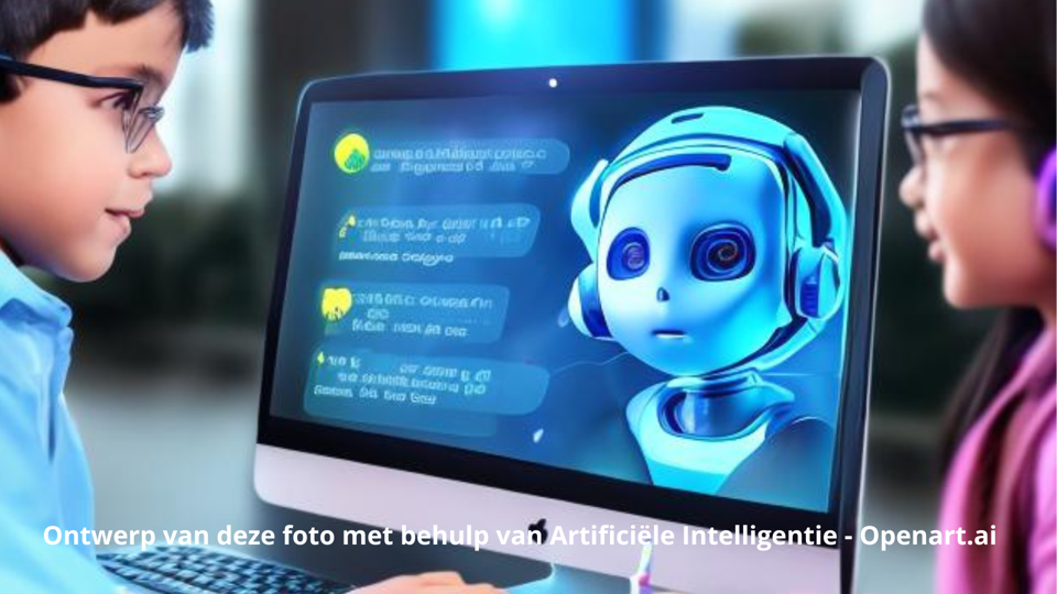 Webinar AI Artificiële Intelligentie Jongen En Meisje Voor Computer Robot